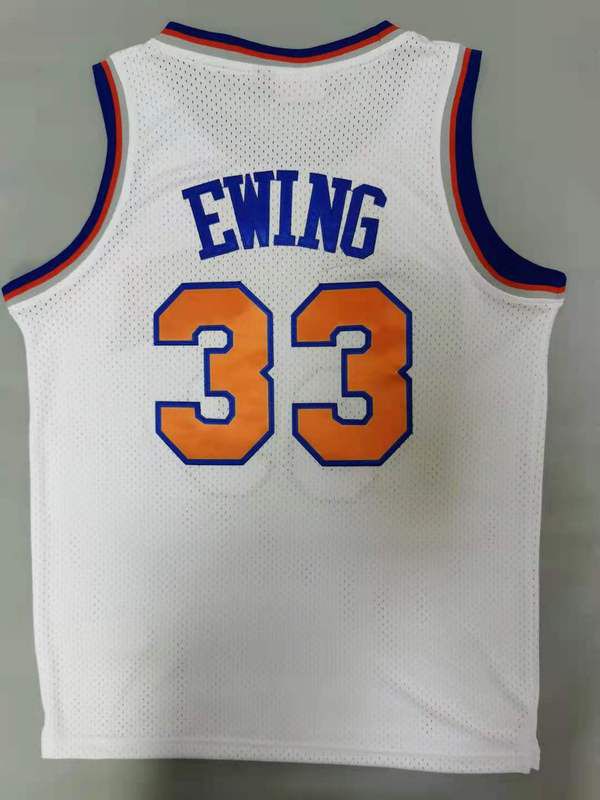 Men New York Knicks #33 Ewing White Throwback Gourmet mesh NBA Jersey